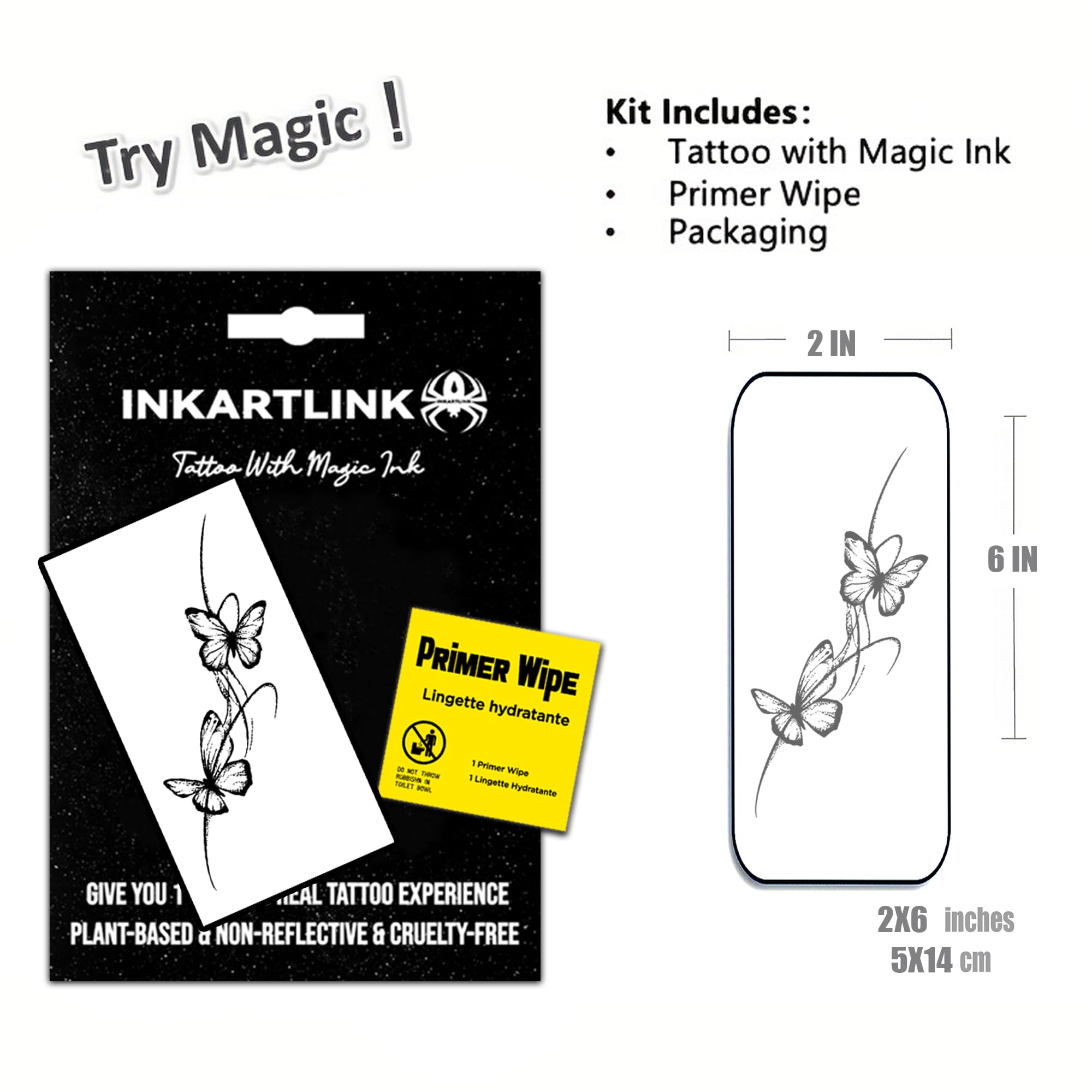 INKARTLINK Butterfly 11 Semi-Permanent Tattoos for Women – Waterproof & Lasts 7–14 Days