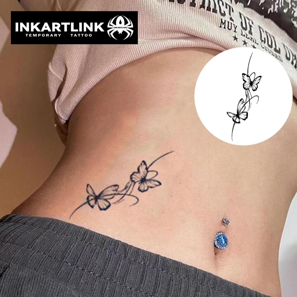 INKARTLINK Butterfly 11 Semi-Permanent Tattoos for Women – Waterproof & Lasts 7–14 Days