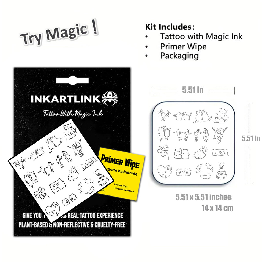INKARTLINK Semi-Permanent Tattoos – Simple Line 7, Waterproof & Realistic