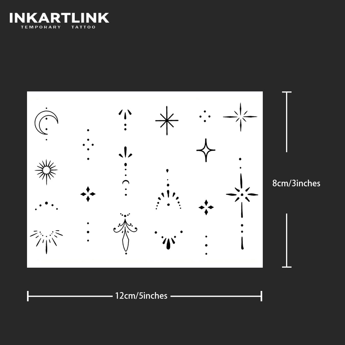 INKARTLINK Tattoo Tech: 2 Sheets Medium Semi-Permanent Tattoos – Lasts 1-2 Weeks