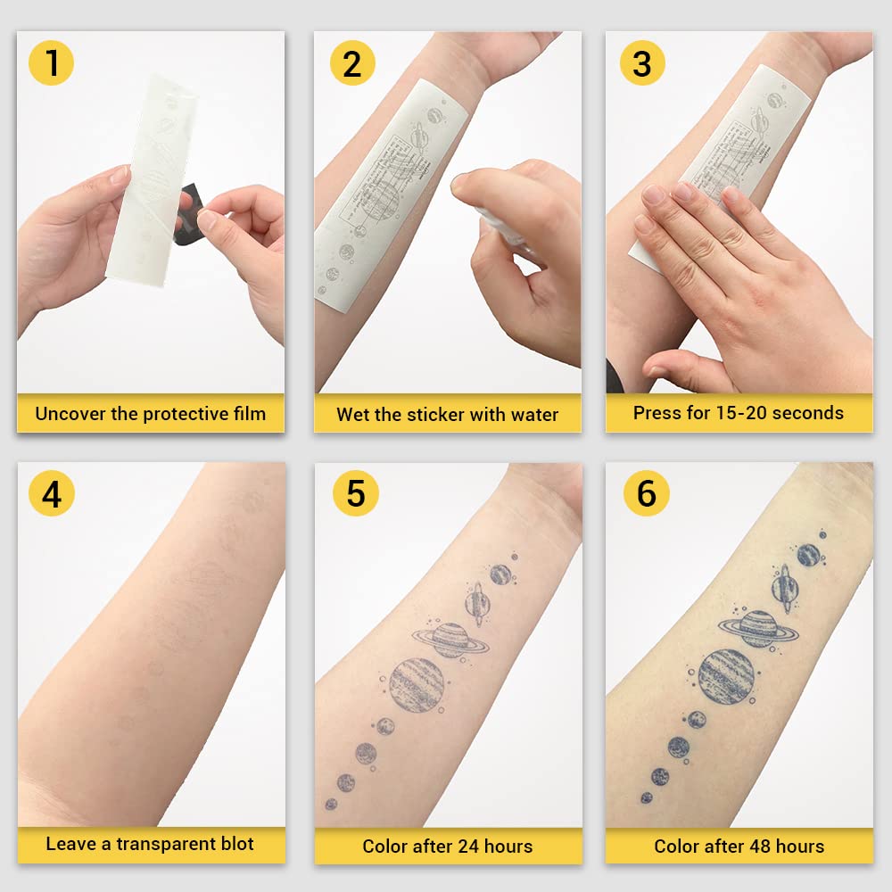 INKARTLINK Tattoo Tech: 2 Sheets Medium Semi-Permanent Tattoos – Lasts 1-2 Weeks