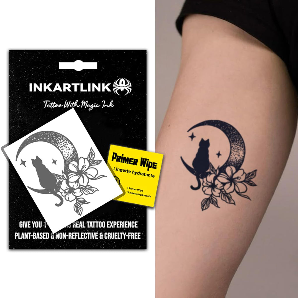 INKARTLINK Semi-Permanent Cat Tattoos - Realistic, Waterproof, 1-2 Week Wear