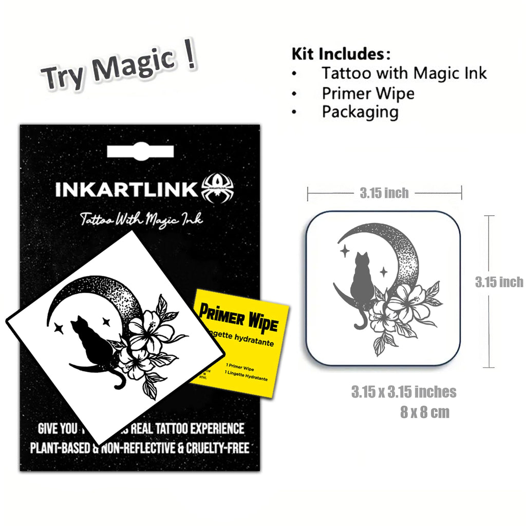 INKARTLINK Semi-Permanent Cat Tattoos - Realistic, Waterproof, 1-2 Week Wear