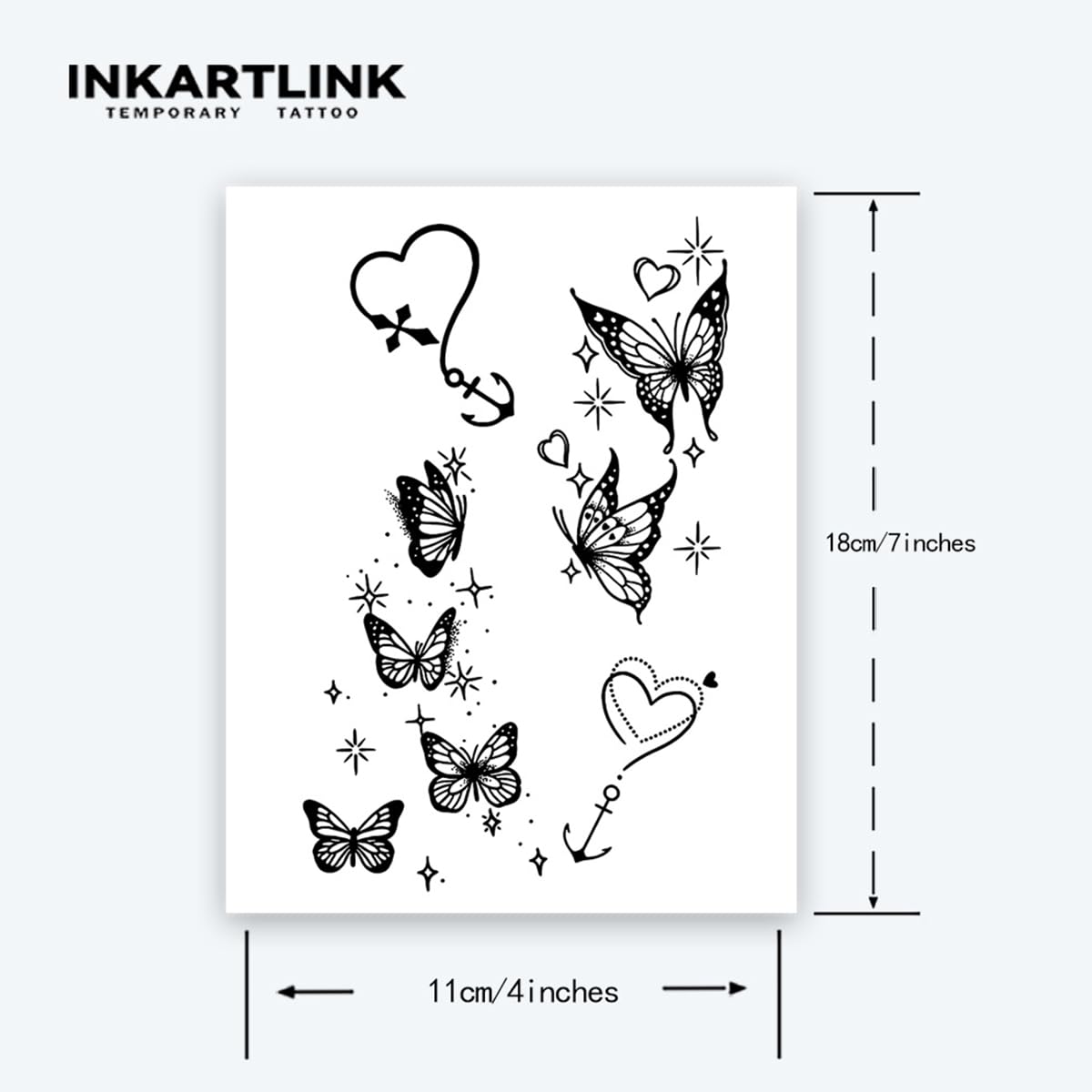 INKARTLINK 2 Sheets Extra Large Semi-Permanent Tattoos Butterfly Dreams