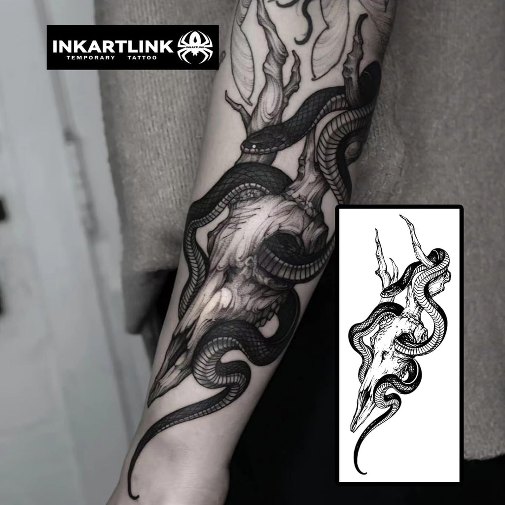 INKARTLINK Snake 4 Semi-Permanent Tattoos | Realistic, Waterproof Temporary Snake Design