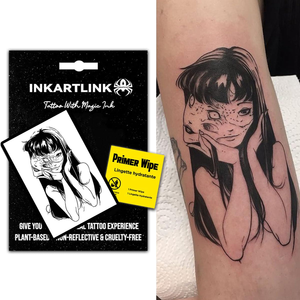 INKARTLINK Temporary Tattoos – Realistic, Waterproof Semi-Permanent Tattoos (Mask Girl)