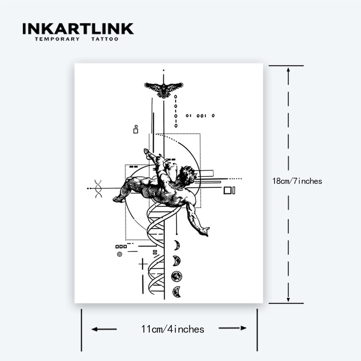 INKARTLINK Tattoo Tech – 2 Sheets Extra-Large Semi-Permanent Tattoos, Realistic Look, Waterproof