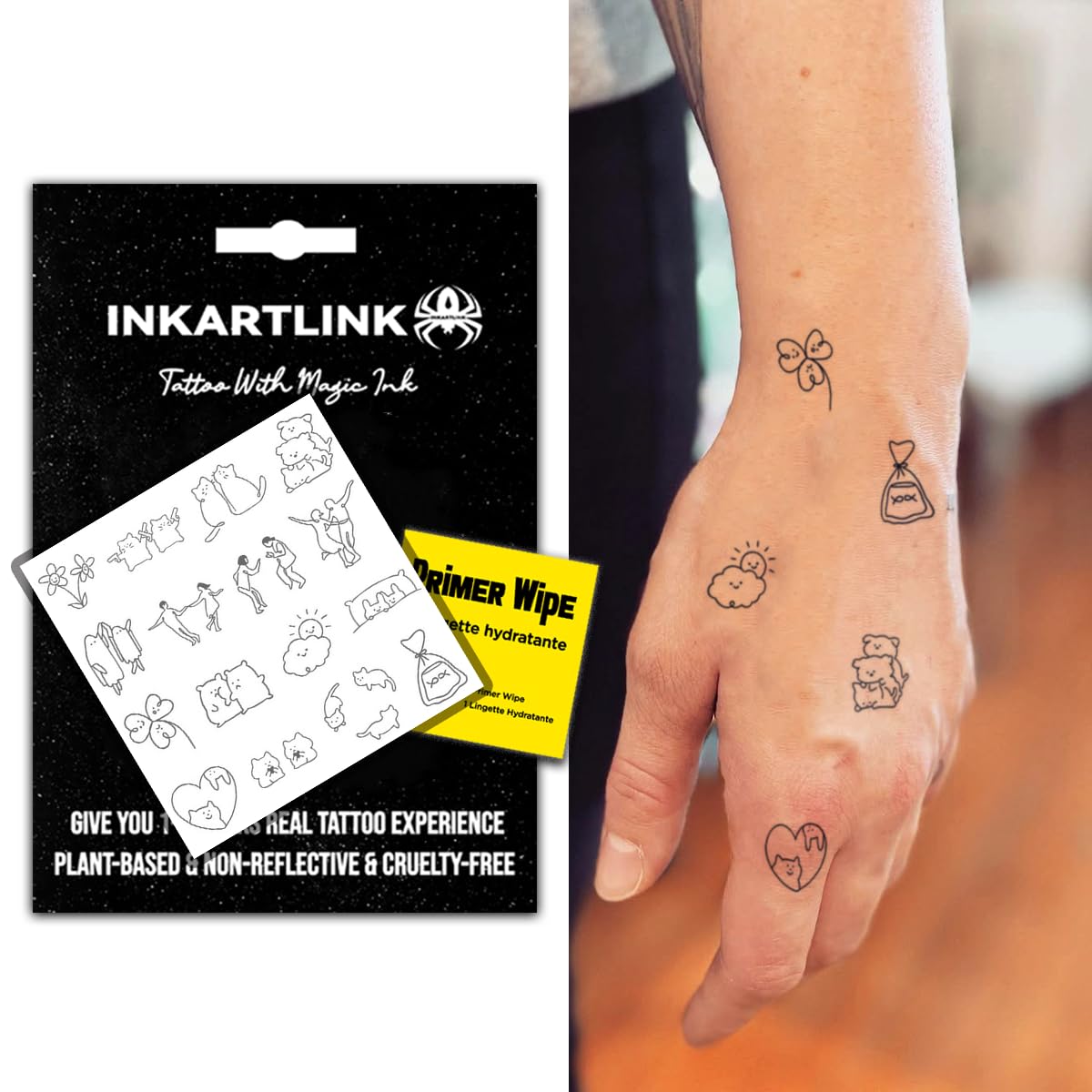 INKARTLINK Semi-Permanent Tattoos – Simple Line 7, Waterproof & Realistic