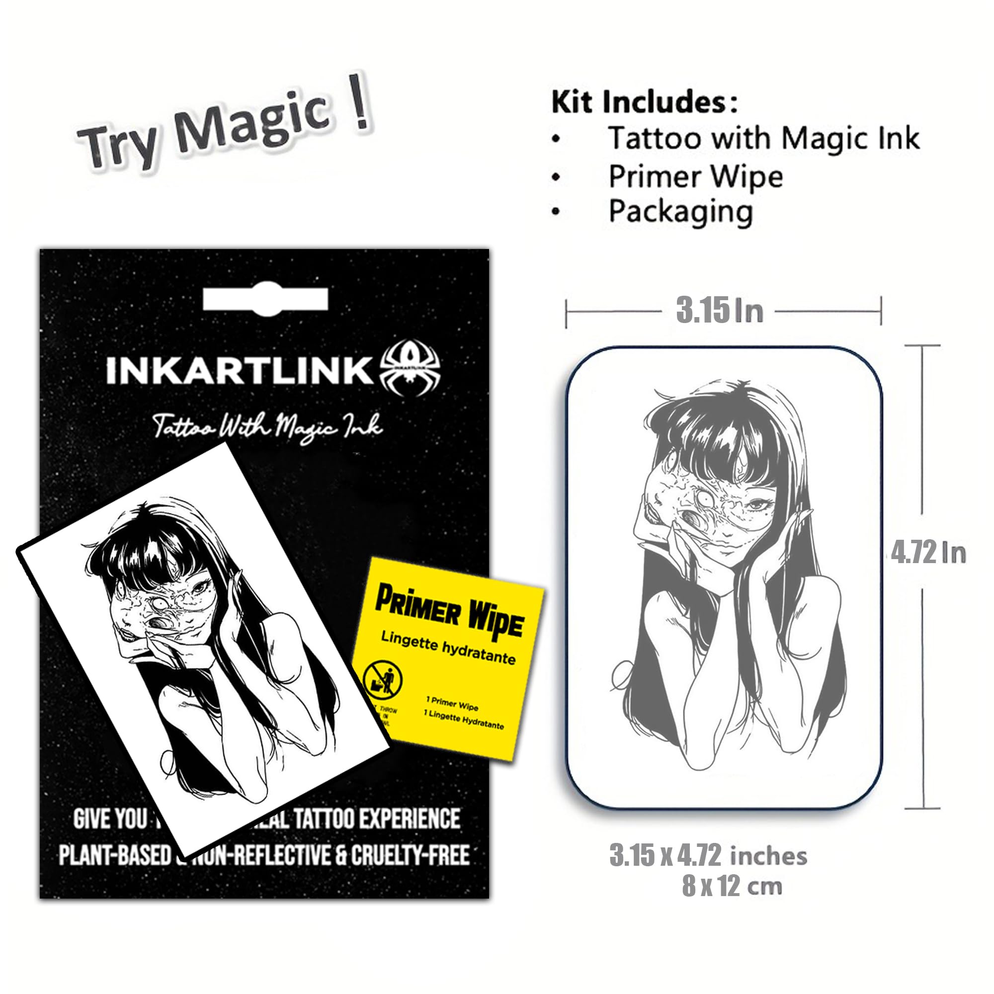 INKARTLINK Temporary Tattoos – Realistic, Waterproof Semi-Permanent Tattoos (Mask Girl)