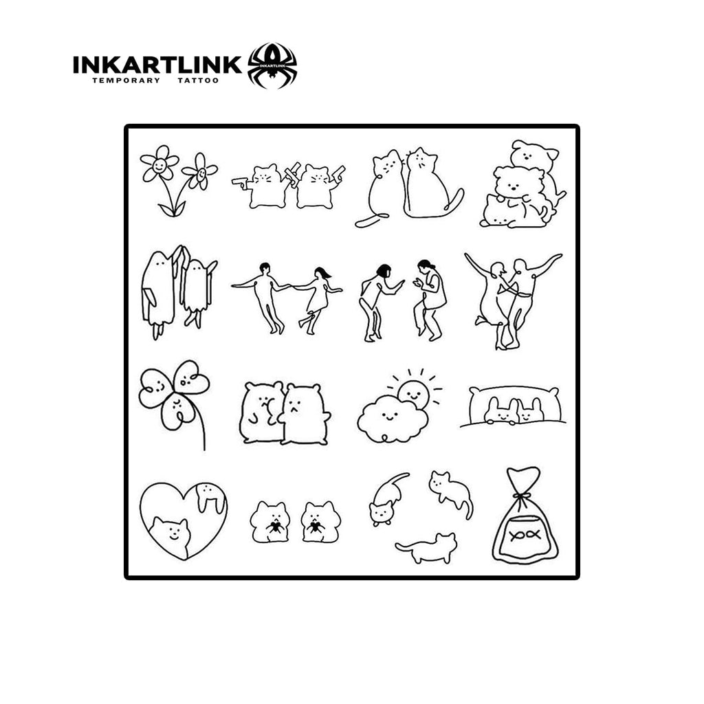 INKARTLINK Semi-Permanent Tattoos – Simple Line 7, Waterproof & Realistic