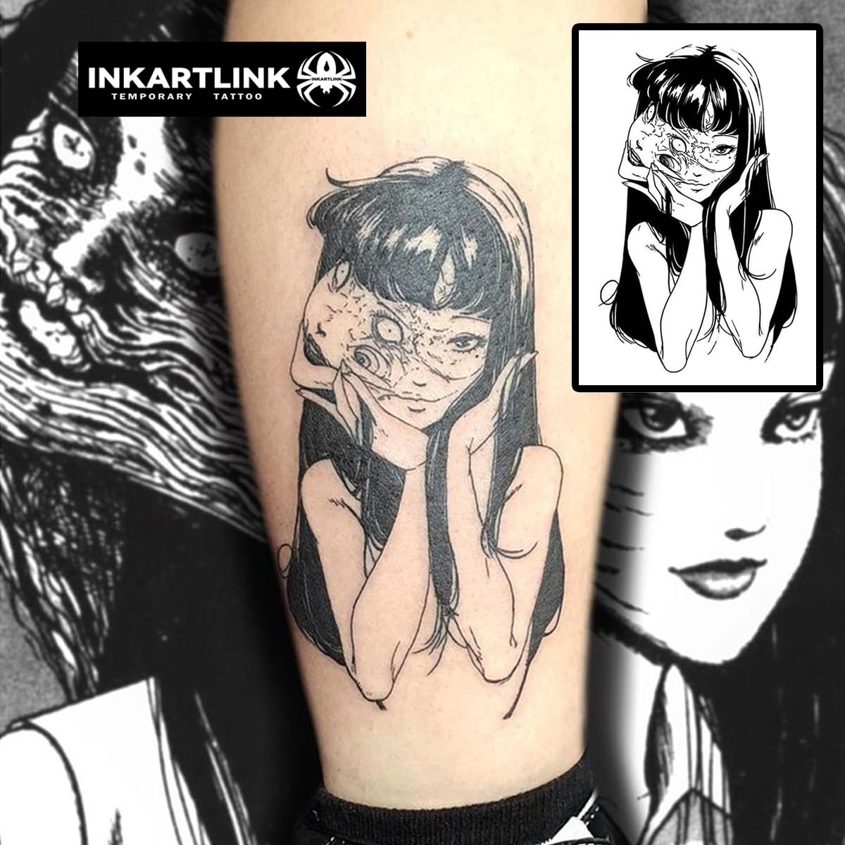 INKARTLINK Temporary Tattoos – Realistic, Waterproof Semi-Permanent Tattoos (Mask Girl)