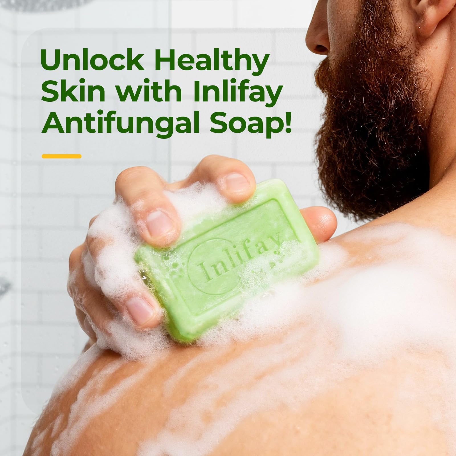 Inlifay Antifungal Soap Bar for Men — Tea Tree Fungus Soap for Athlete's Foot, Jock Itch, Ringworm