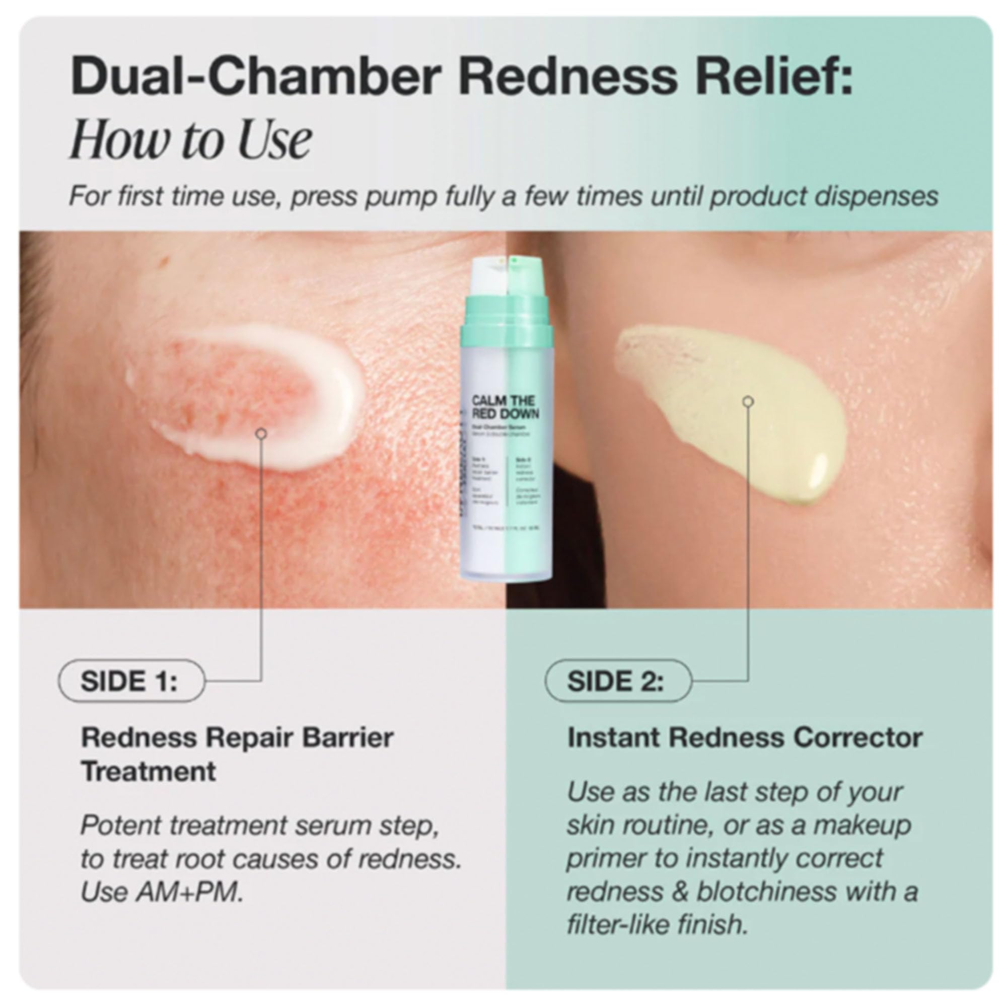 Innbeauty Project Calm the Red Down Dual-Chamber Serum for Redness & Skin Barrier Support – 1.7 oz