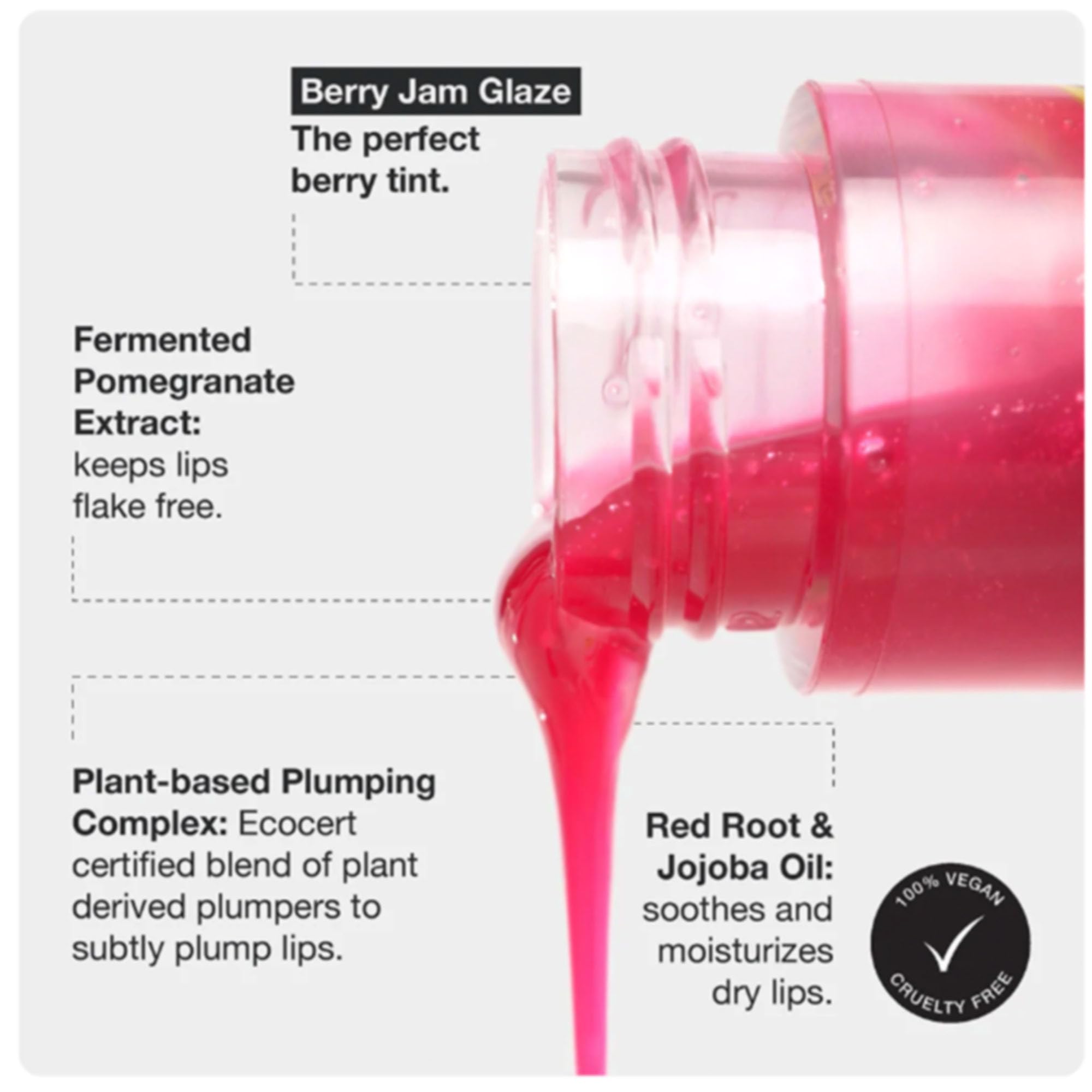 Innbeauty Project Glaze Lip Oil Berry Jam – Hydrating Vegan Lip Oil Gloss Hybrid, 0.2 OZ