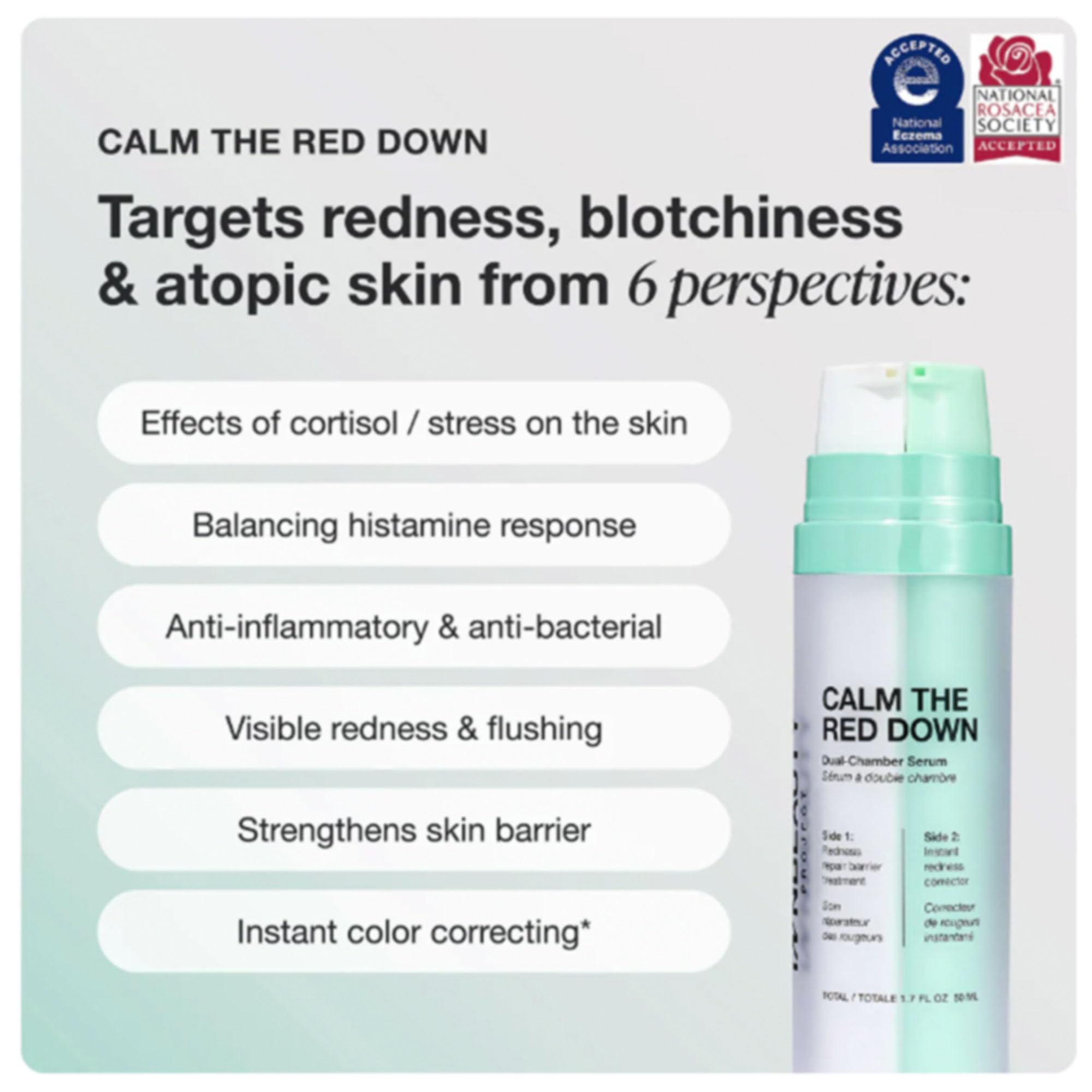 Innbeauty Project Calm the Red Down Dual-Chamber Serum for Redness & Skin Barrier Support – 1.7 oz