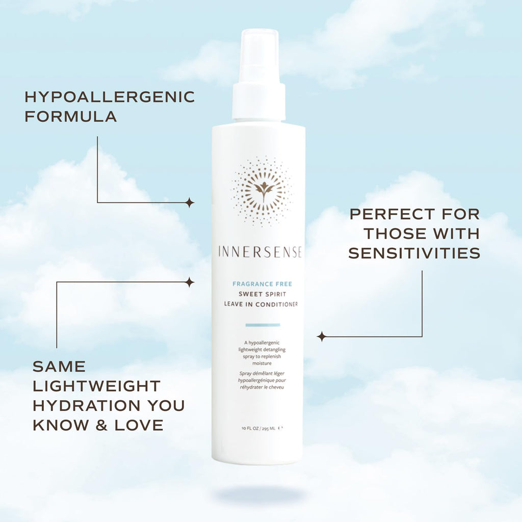 INNERSENSE Organic Beauty Sweet Spirit Leave-In Conditioner – Fragrance-Free Detangling & Hydration (10 fl oz)