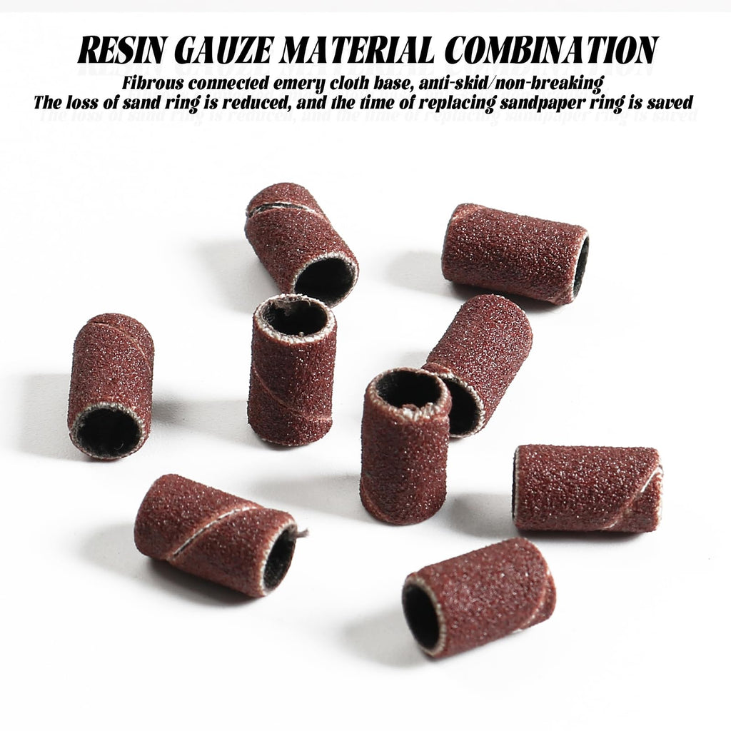INNOLIFE 300pcs 180-grit Nail Sanding Bands for 3/32 Shank Drills