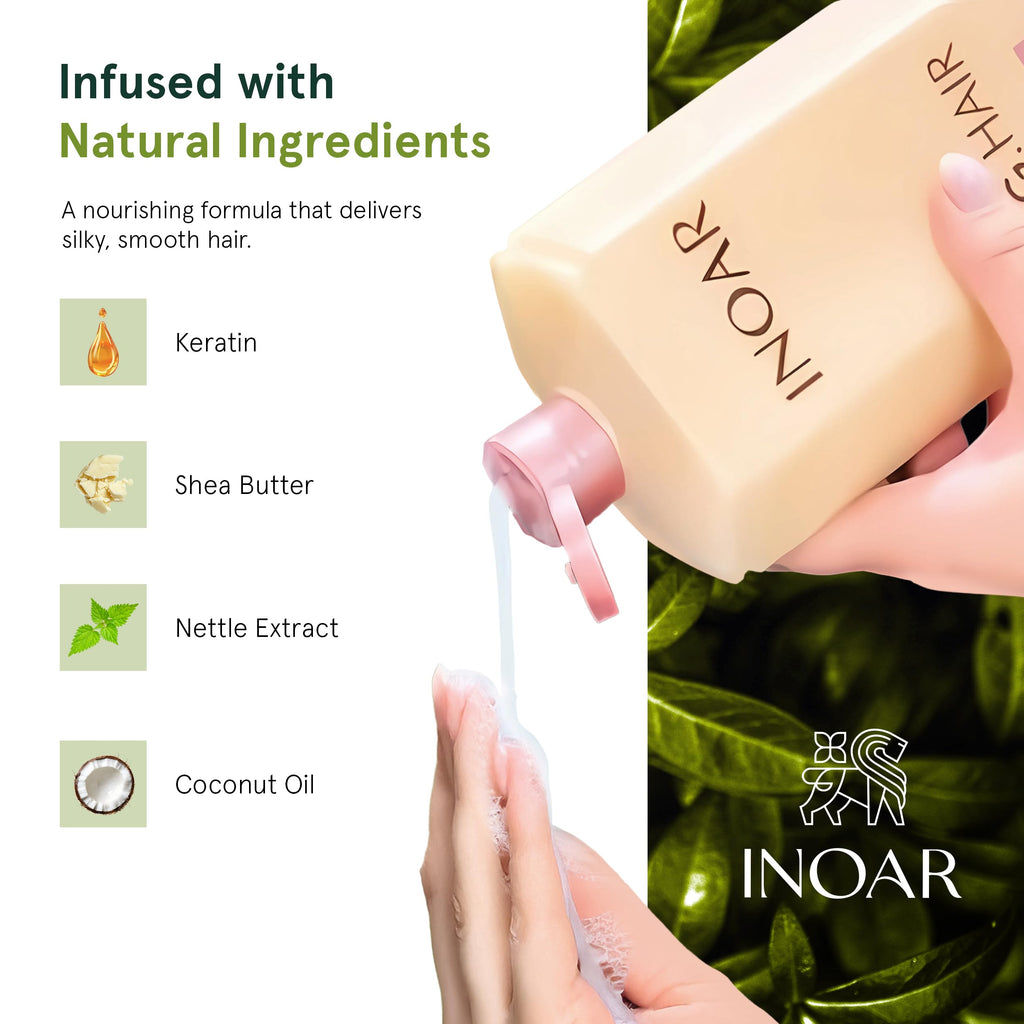 INOAR G.Hair Keratin Smoothing System Set — Deep Cleansing Shampoo, Smoothing Treatment & Finishing Mask (33.8 fl oz each)