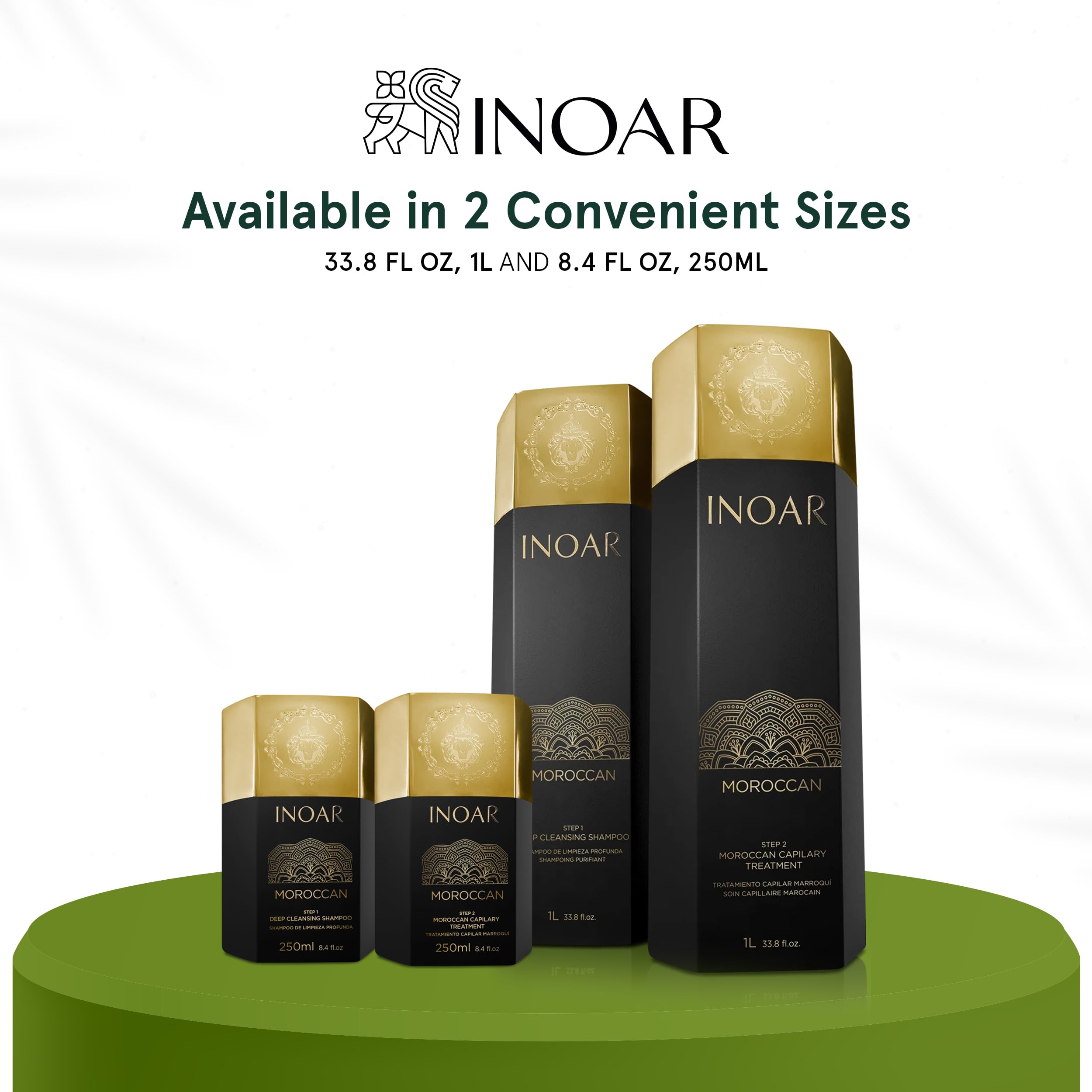 INOAR Moroccan Keratin Smoothing Set — Deep Cleansing Shampoo & Smoothing Treatment (33.8 oz Each)