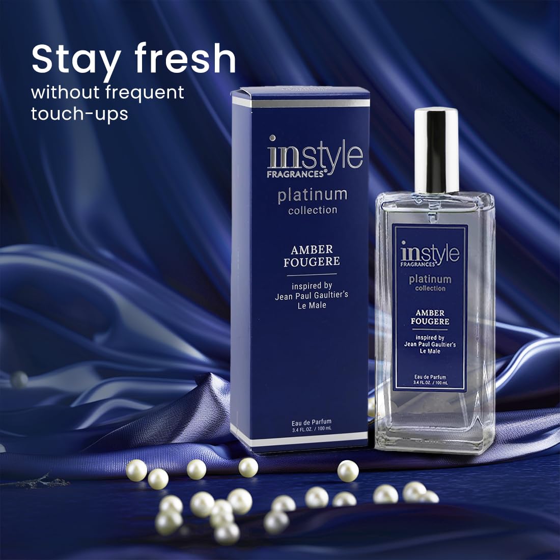 InStyle Fragrances Platinum Collection Amber Fougere — Inspired by Le Male, Vegan & Cruelty-Free, 3.4 oz