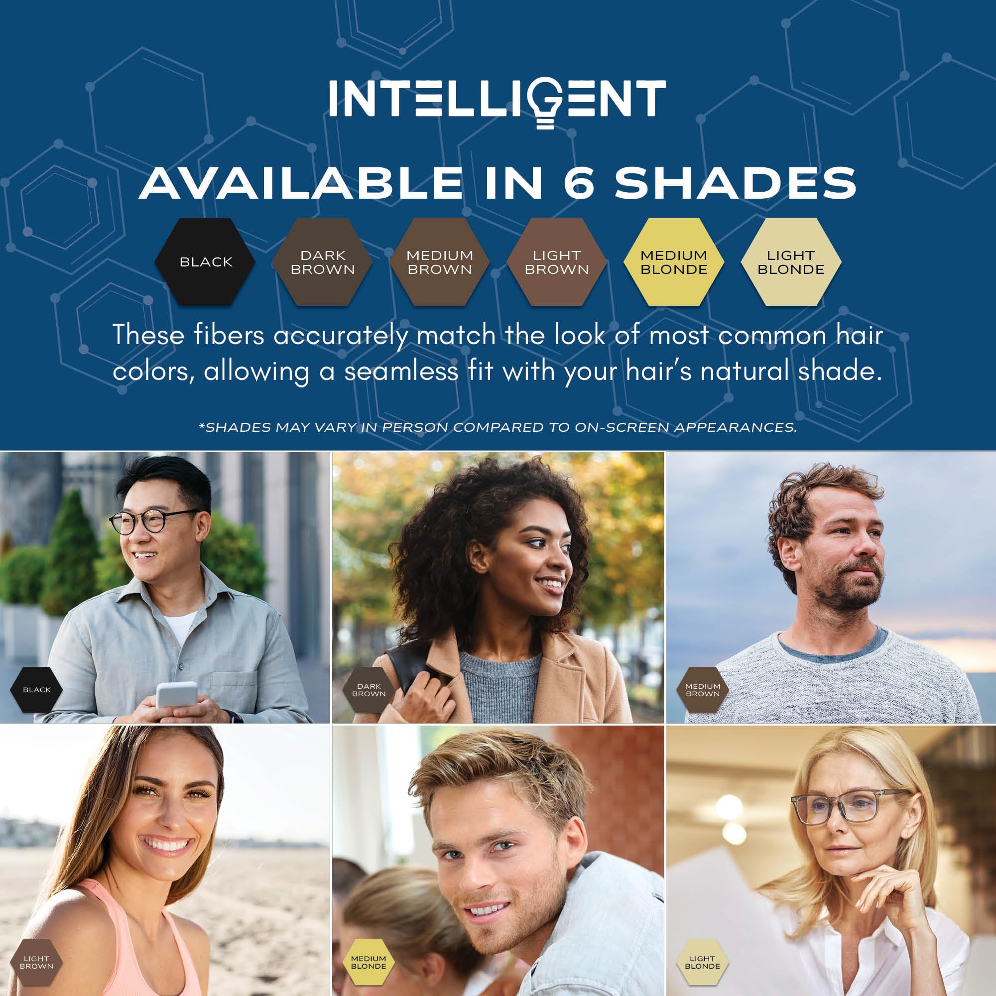 Intelligent Precision Hair-Volumizing Fibers (Light Brown) - 27.5g | 6 Shades for Men & Women | Intelligent Shop