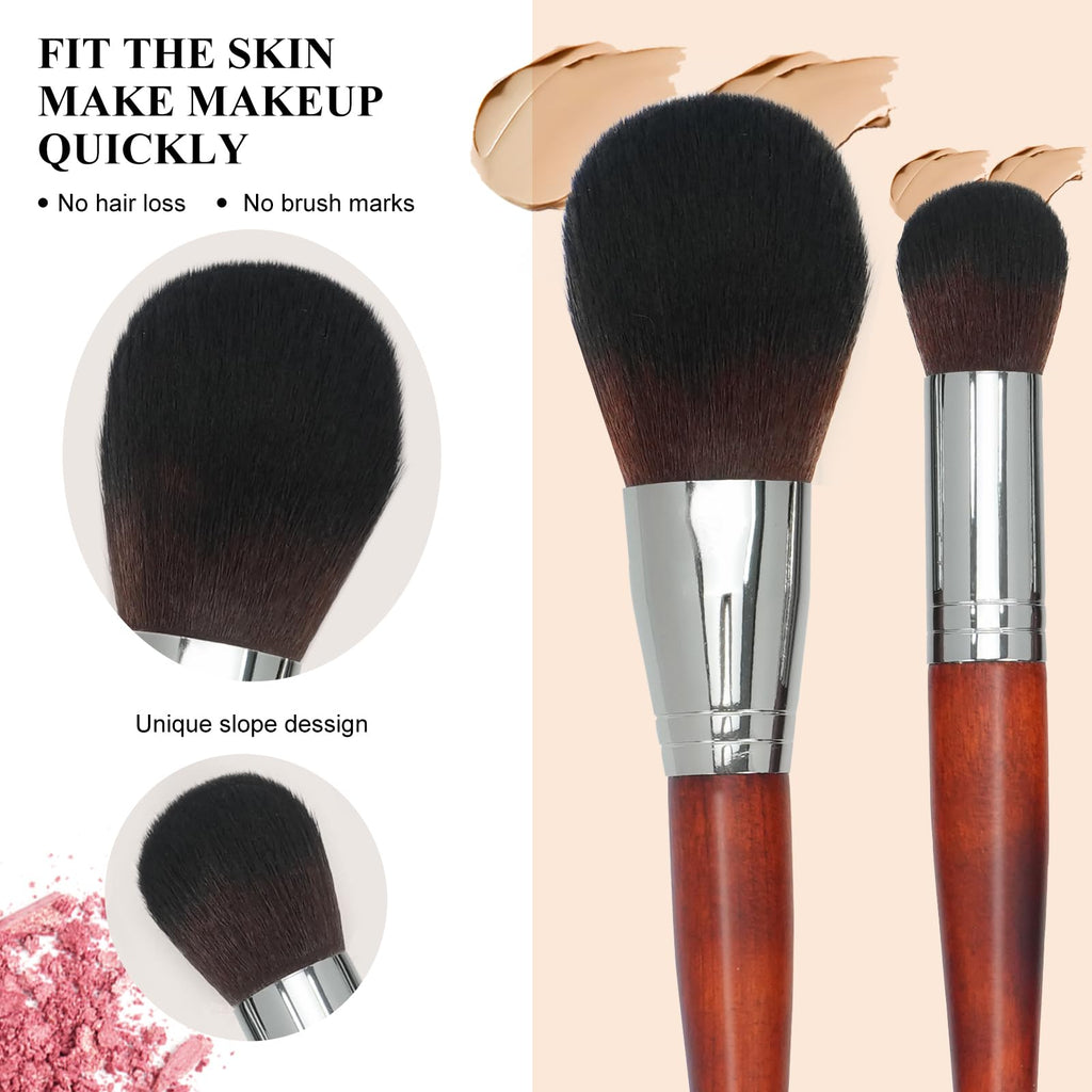 Intercilium Rains 12pc Makeup Brush Set – Premium Synthetic Brushes for Foundation, Powder, Contour & Eyeshadow (Redwood B300)