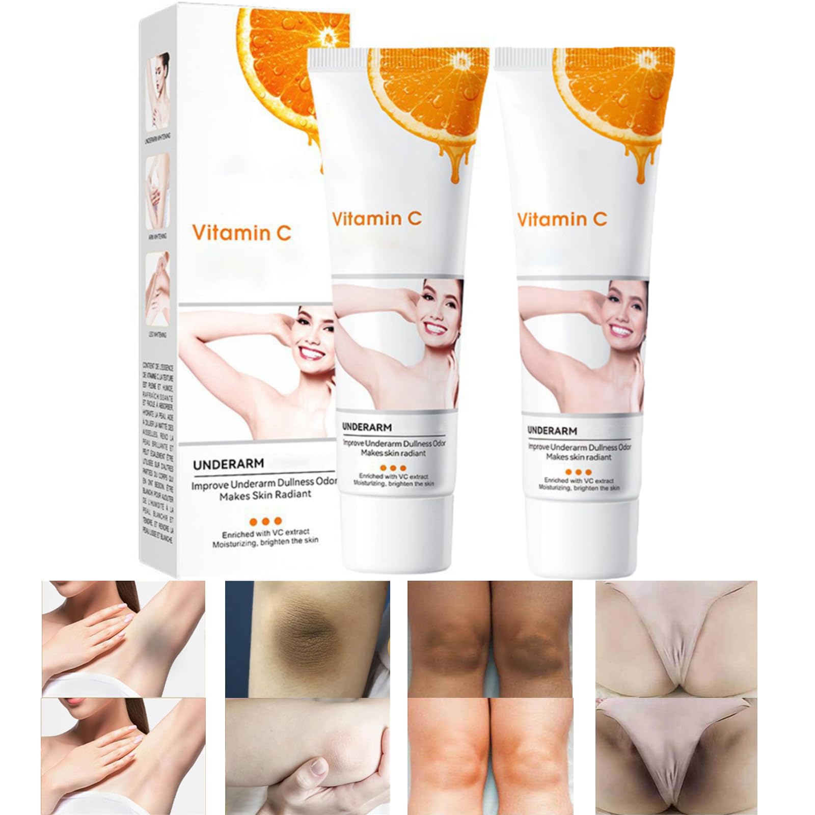 Intimate Lightening Cream for Private Areas, Underarms & Skin - 50ml / 1.77oz (2-Pack)