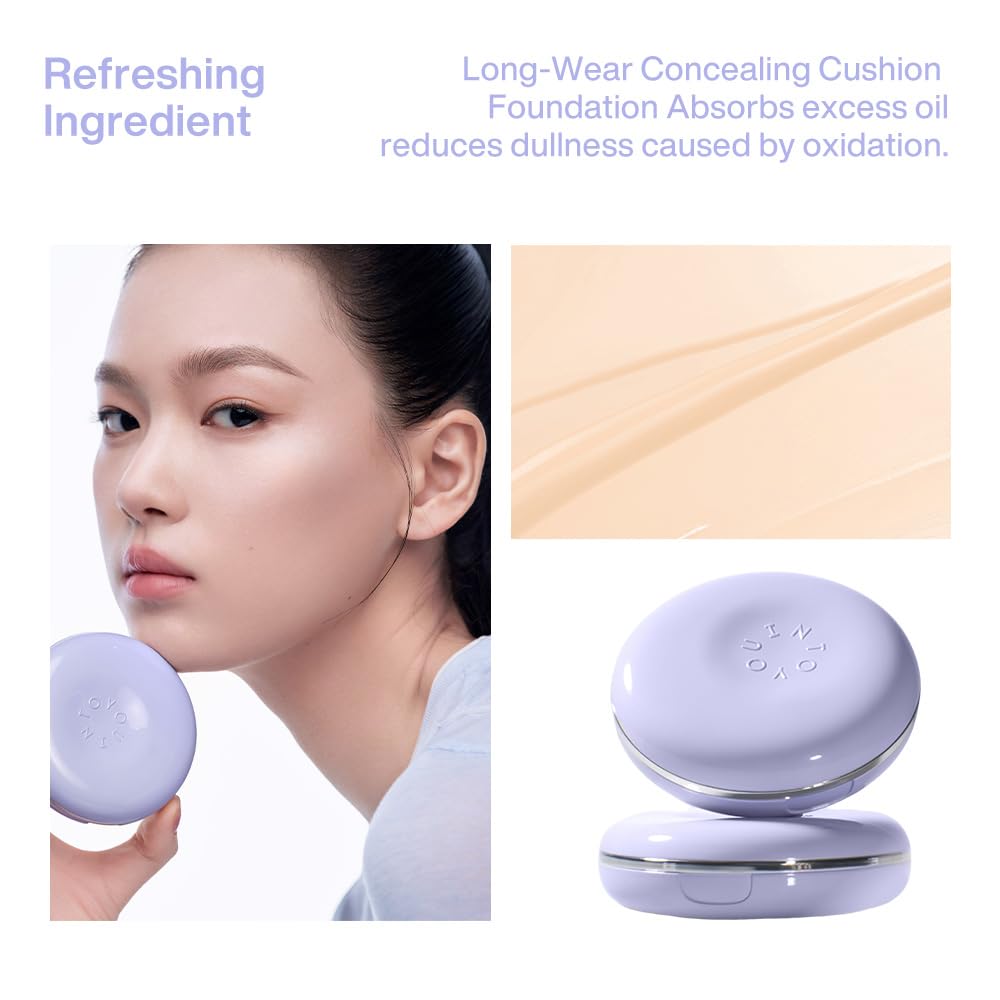 Into You Purple Long-Wear Concealing Cushion Foundation – Full Coverage, Oil Control, Refill Included (L02 Natural Beige)
