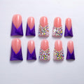 IntoVibes 10-Piece Handmade Luxury Purple Shimmer Press On Nails | AB Crystal Shine (M)