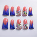 IntoVibes 10-Piece Handmade Luxury Purple Shimmer Duck-Shape Press On Nails with AB Crystal Shine