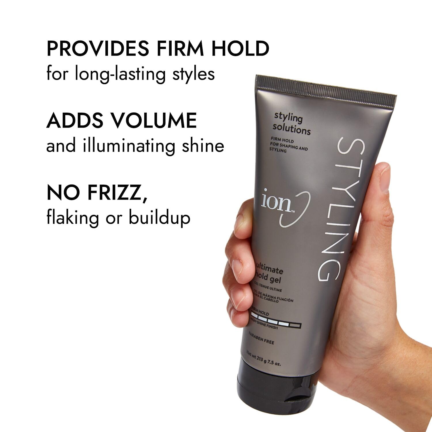 ion Styling Solutions Ultimate Hold Gel – Firm Hold, No Flaking, Paraben Free (7.5 oz)