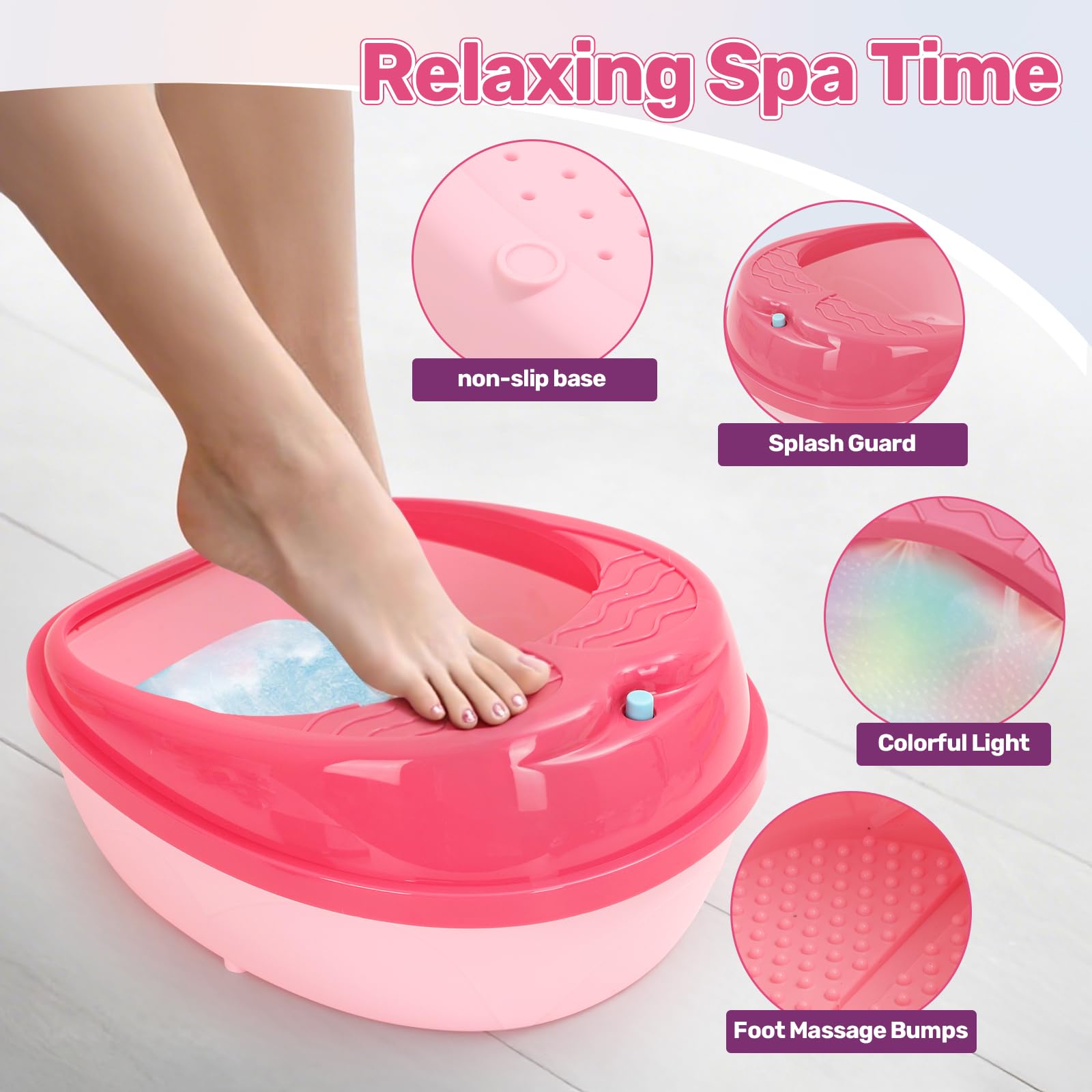 IPOOLTENG Kids Foot Spa & Nail Art Kit – Colorful Lights, All-in-One Spa Kit for Girls Aged 4–12
