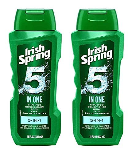 Irish Spring 5-in-1 Shampoo, Conditioner, Body Wash, Face Wash & Deodorizer – 18 oz Pack of 4