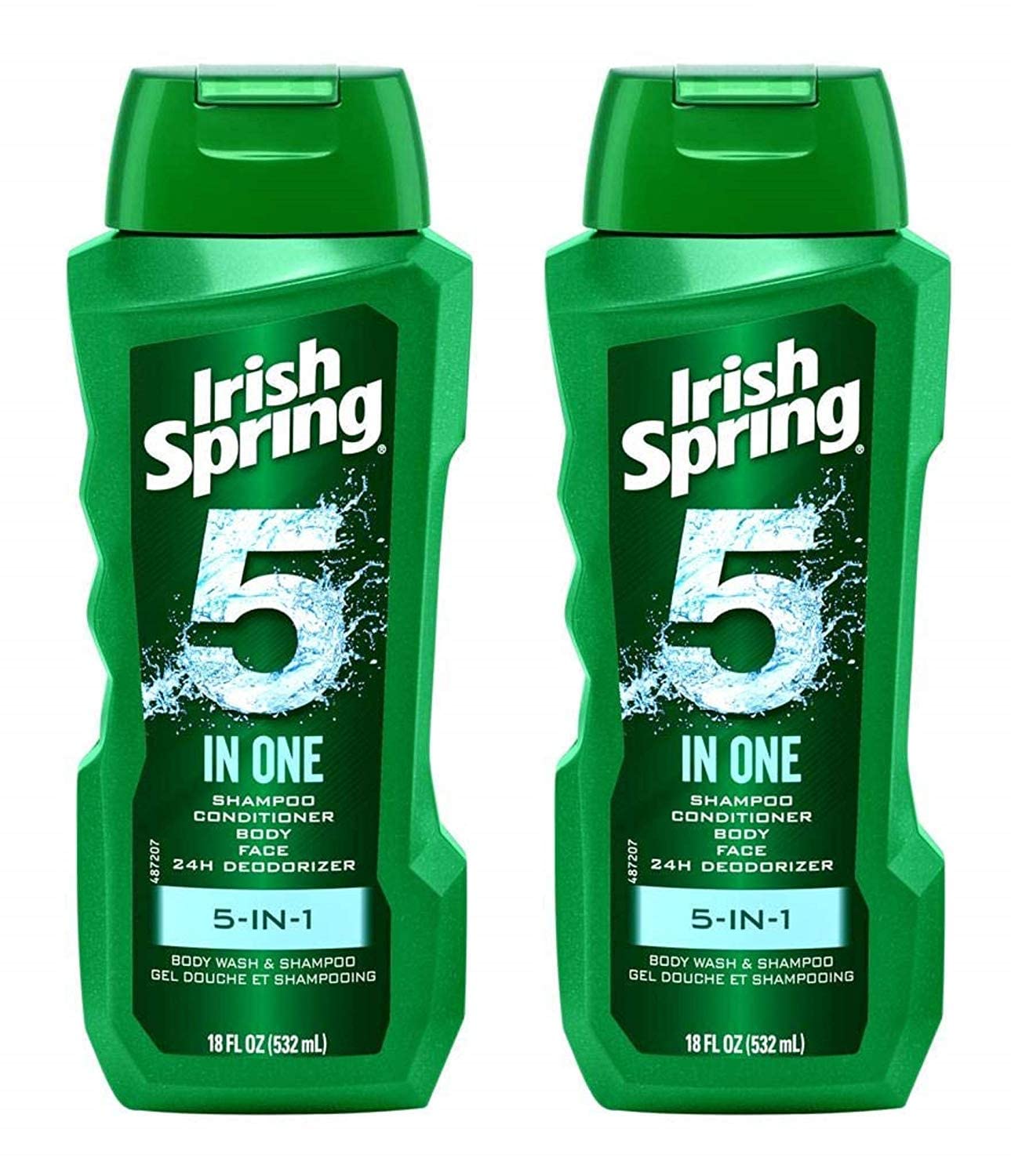 Irish Spring 5-in-1 Shampoo, Conditioner, Body Wash, Face Wash & Deodorizer – 18 oz Pack of 4