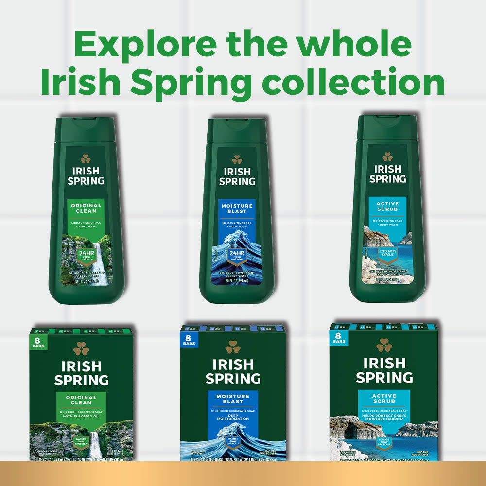 Irish Spring Aloe Bar Soap, 8 Count – Fresh Scent & Aloe Hydration