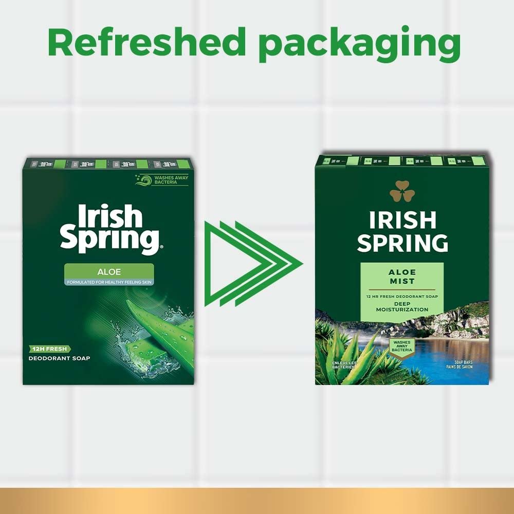 Irish Spring Aloe Bar Soap, 8 Count – Fresh Scent & Aloe Hydration