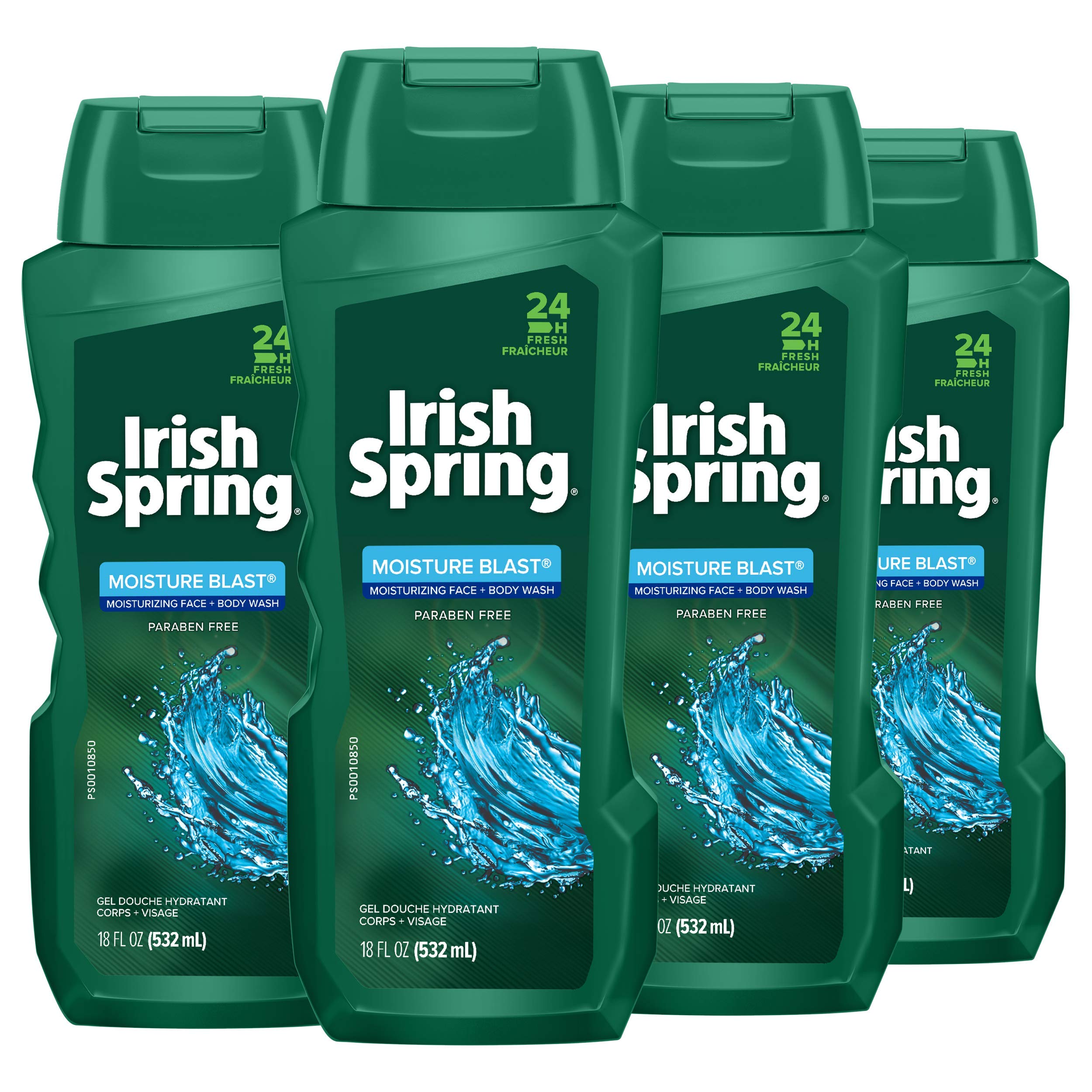 Irish Spring Moisture Blast Body Wash – 4 x 18 oz | Hydrating Clean & Freshness
