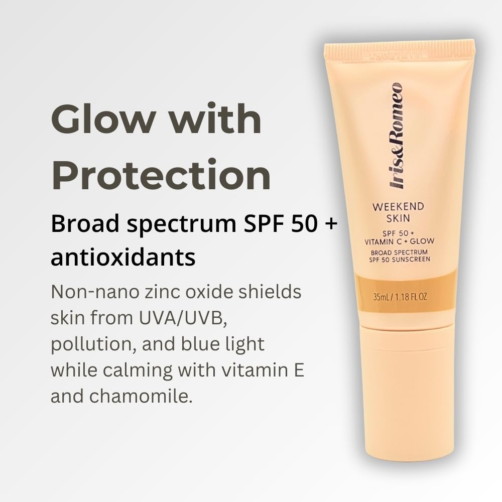 IRIS&ROMEO Weekend Skin SPF 50 — Instant Glow Tinted Mineral Sunscreen with Vitamin C + Niacinamide