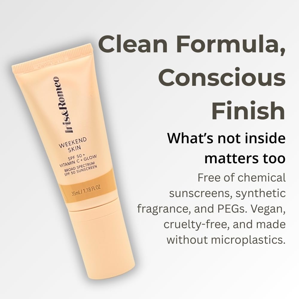 IRIS&ROMEO Weekend Skin SPF 50 — Instant Glow Tinted Mineral Sunscreen with Vitamin C + Niacinamide