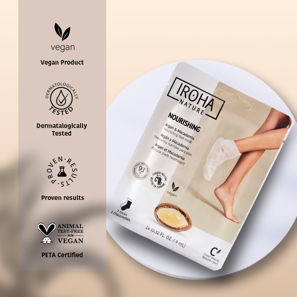 IROHA NATURE Nourishing Foot Mask Socks – Argan & Macadamia Oil, 15 Pairs, 100% Vegan