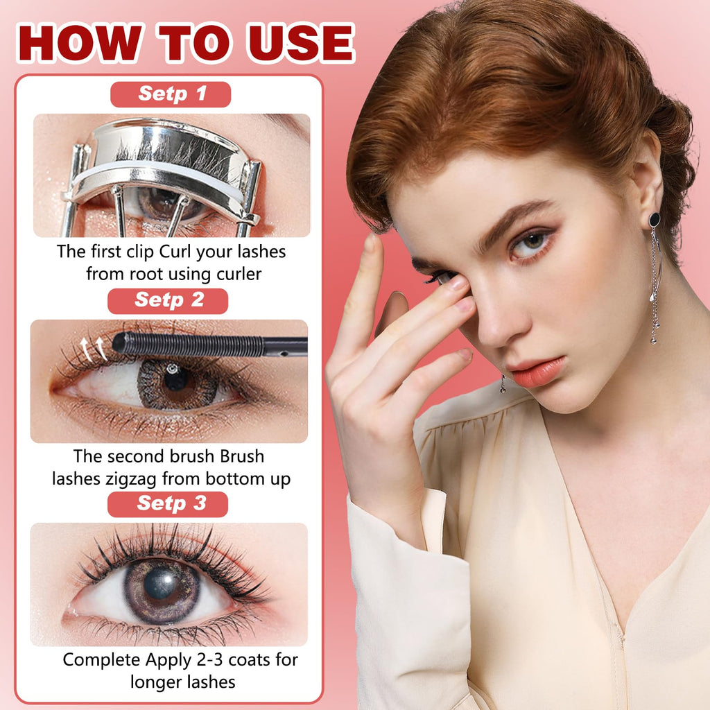 2Pcs Iron Wand Mascara – 2025 Upgraded Waterproof Tubing Mascara for 3D Curl, Smudge-Proof & No Flake