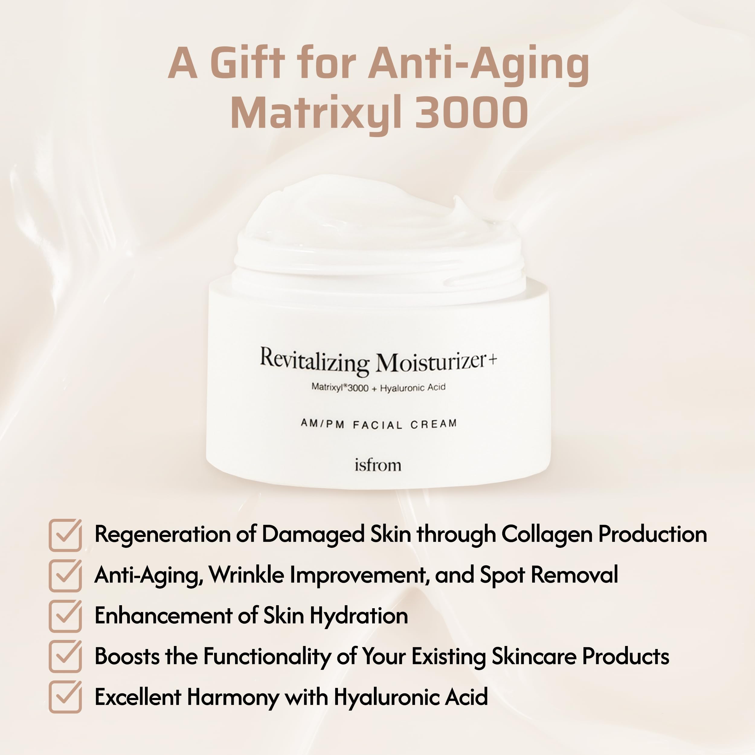 IS_FROM Revitalizing Moisturizer+ – Lightweight AM/PM Cream with Matrixyl 3000 & Hyaluronic Acid