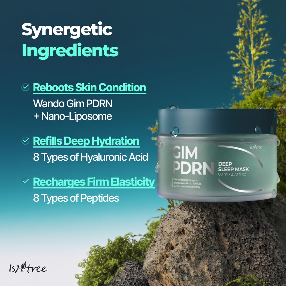 IsNtree Gim PDRN Deep Sleep Mask 80ml – Seaweed PDRN Night Gel for Hydration & Skin Bounce