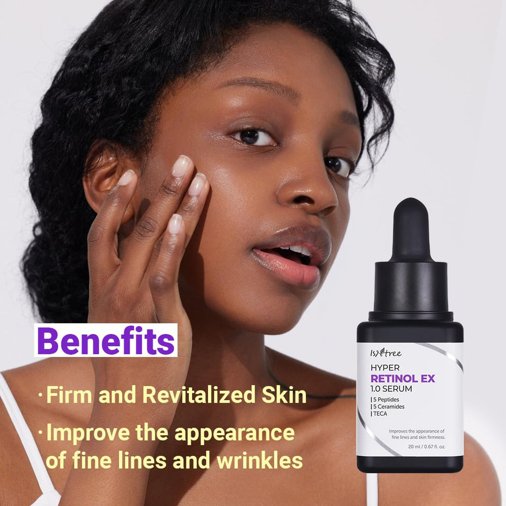 ISNTREE Hyper Retinol EX 1.0 Serum 20ml | 5 Peptides + 5 Ceramides | Gentle Night Serum for Firmer-Looking Skin