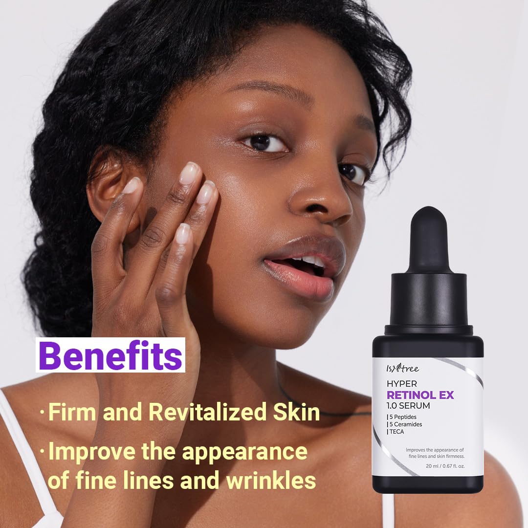 ISNTREE Hyper Retinol EX 1.0 Serum 20ml | 5 Peptides + 5 Ceramides | Gentle Night Serum for Firmer-Looking Skin