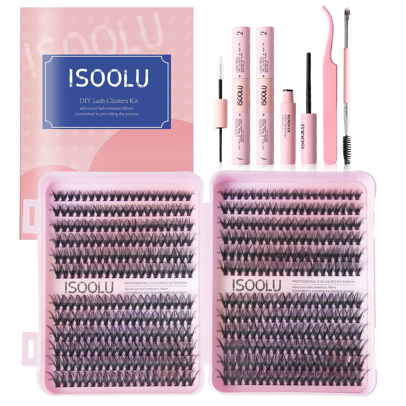 ISOOLU Fairy Lash Clusters Kit – 40D C Curl Wispy Lashes (9–16mm)