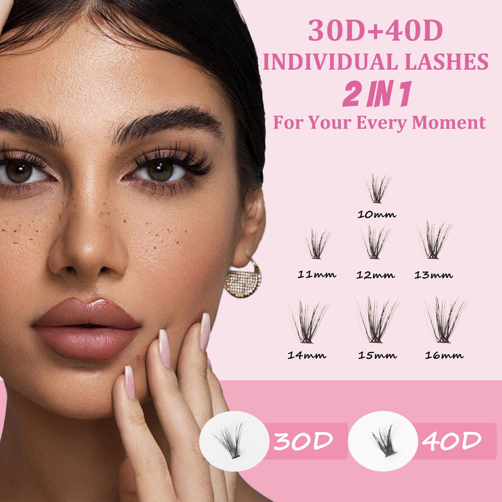 ISOOLU Fairy Lash Clusters Kit – Manga C Curl Wispy Lashes (9-16mm, 30D+40D)