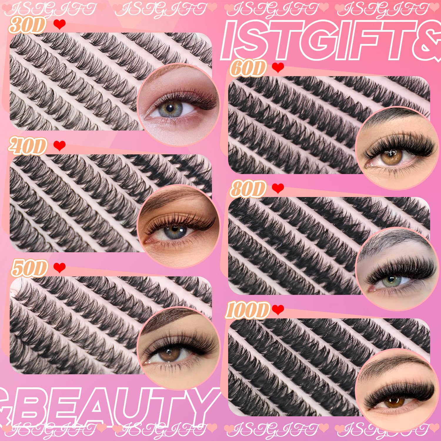 ISTGIFT Lash Clusters Kit – 560 Pcs, 9–16mm D-Curl Lashes for DIY Extensions