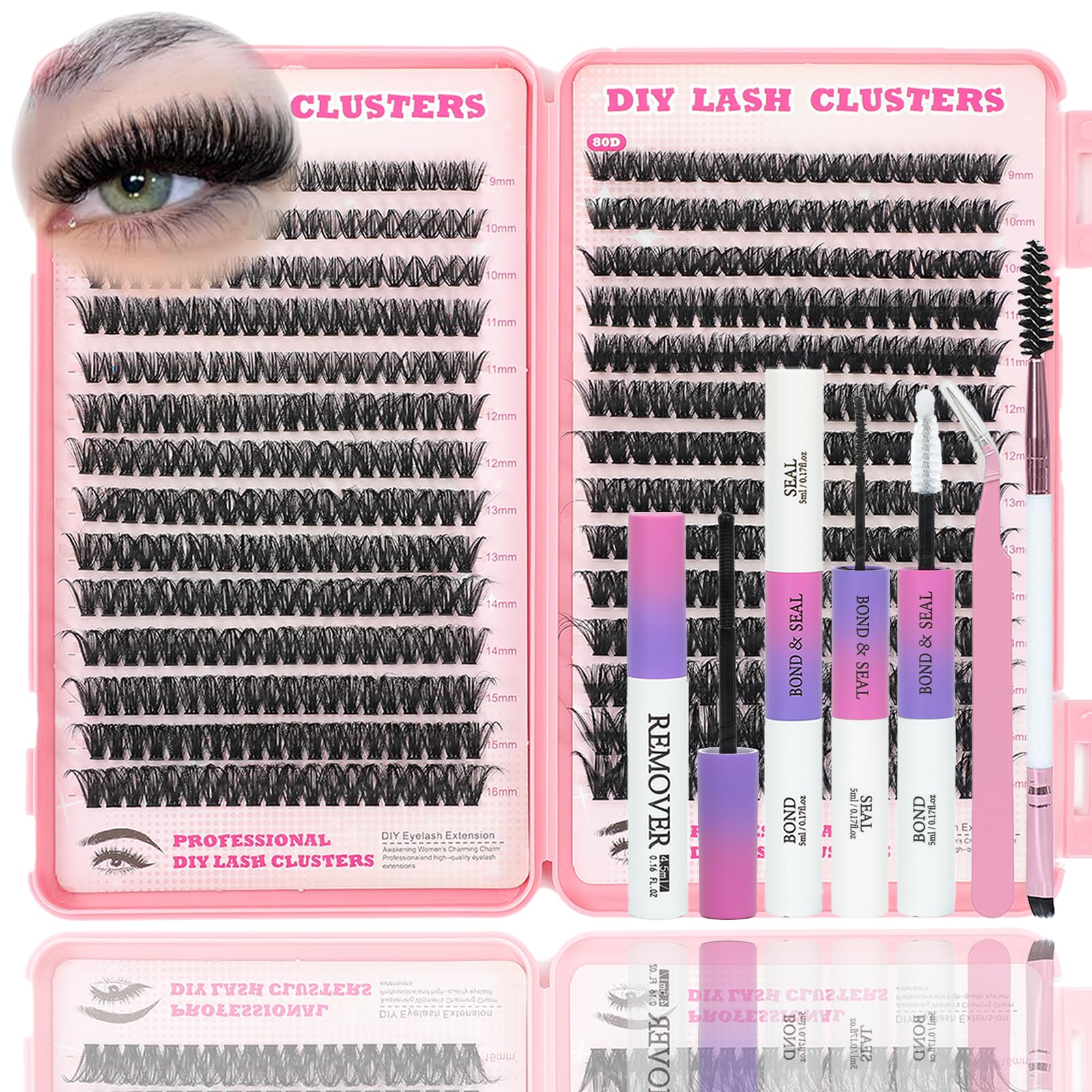 ISTGIFT Lash Clusters Kit — 560 Pcs 9-16mm D Curl Fluffy Wispy Lashes