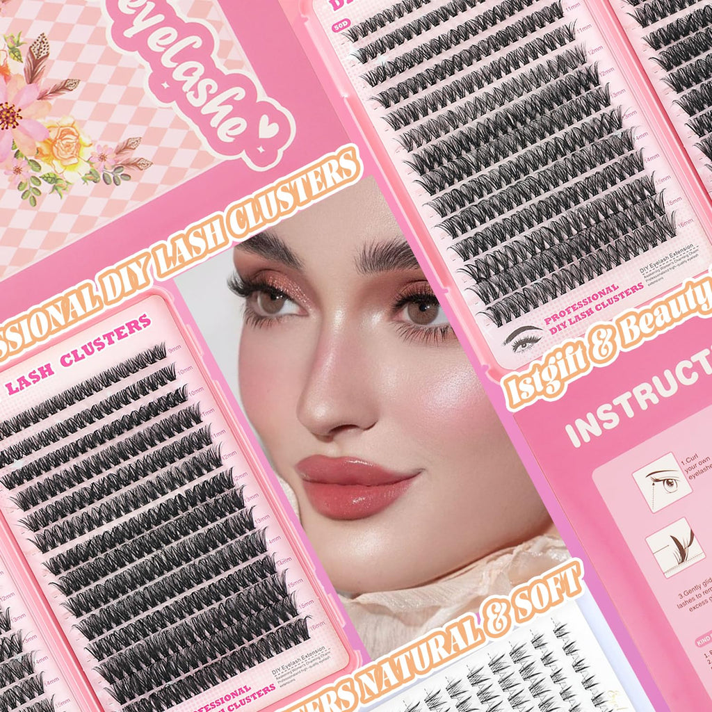 ISTGIFT Manga Lash Clusters Kit with D Curl – Fluffy Wispy Lashes, Bond & Seal, Remover & Tweezers